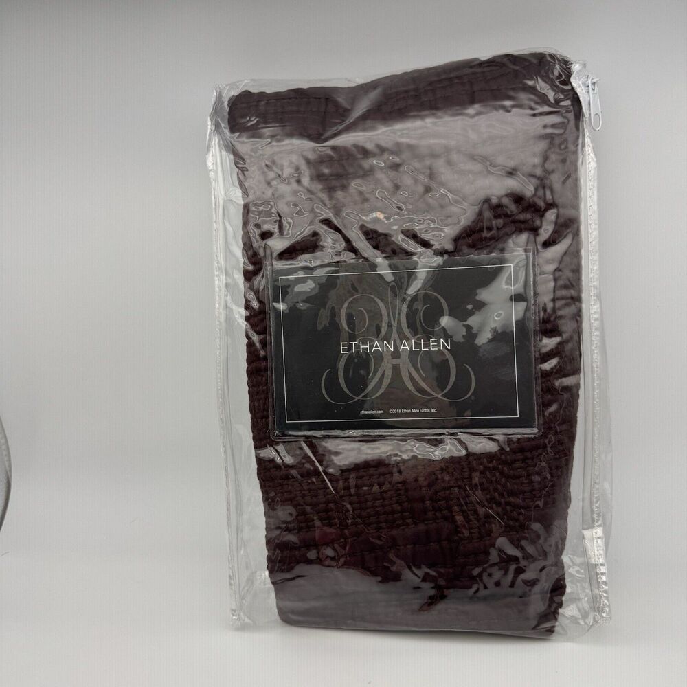 Ethan Allen Quilted Cotton Sham Euro Brown 26 X 26in Soft Luxury 100% Cotton NIP